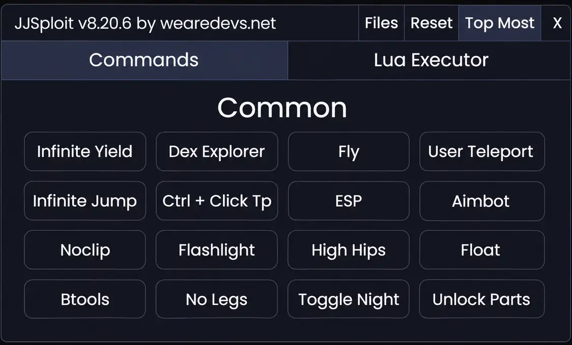 Enhanced reference image of the Windows executor Commands panel